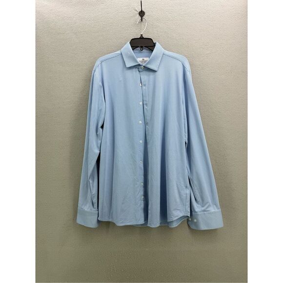 Mizzen + Main Mens Blue White Jacquard Micro Gingham Button-up Shirt Large - Picture 1 of 9